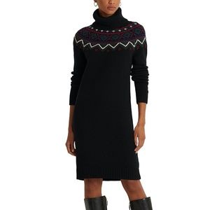 NWT LAUREN RALPH LAUREN Fair Isle Turtleneck Sweater Dress